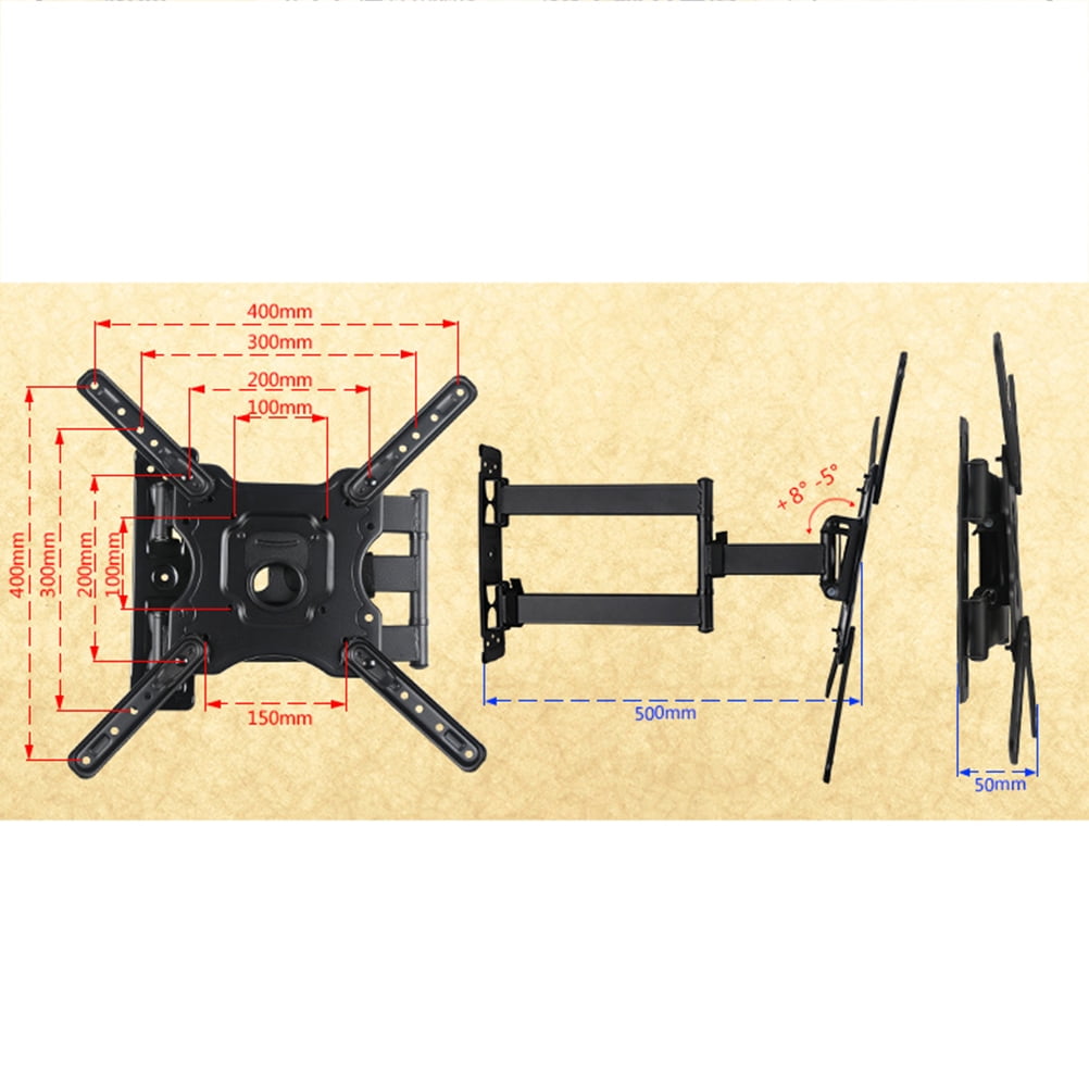 UPKOCH Black Rotated Holder Stretchable TV Wall Mount for Flat Panel TV with Steel Construction 32 to 58 Inches