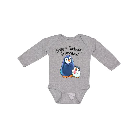 Inktastic Happy Birthday, Grandpa Cute Penguins Boys or Girls Long Sleeve Baby Bodysuit