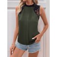 thumbnail image 5 of Women'S Lace Sleeveless Tops Pleated Summer Tank Tops 2025 Dressy Casual Sleeveless Shirts Blouse  Green S, 5 of 7