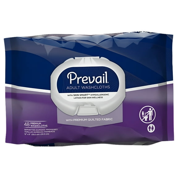 Prevail Quilted Washcloths 12'' x 8'', 48 Count, 4 Pack