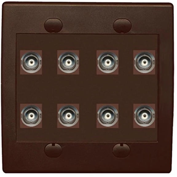 RiteAV 8 Port BNC Female/Female HD-SDI Jack Wall Plate - Brown