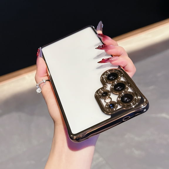 Allytechgroup Case for Samsung Galaxy A26 5G, Clear Back Cover Anti Yellowing Plating Frame Lightweight Non-Slip Shockproof Rugged Heavy Duty Durable Cover Case for Women Girls, Black