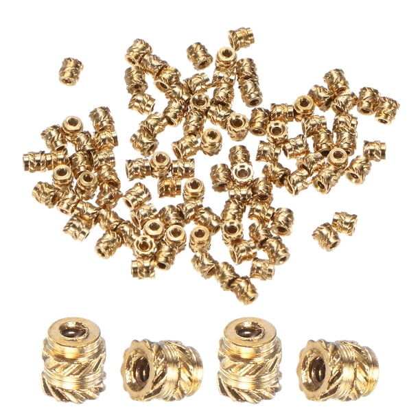 Uxcell 100-Pack Insertos Roscados - Tuercas de Inserción de Latón M1 x 2mm 2mm OD
