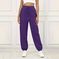 thumbnail image 2 of ZHYou No Boundarie Sweatpants for Women Fleece Multi Vertical Seam Drawstring High Waist Loose Cuffed Leg Joggers with Side Pockets,Purple,Size 2XL, 2 of 6