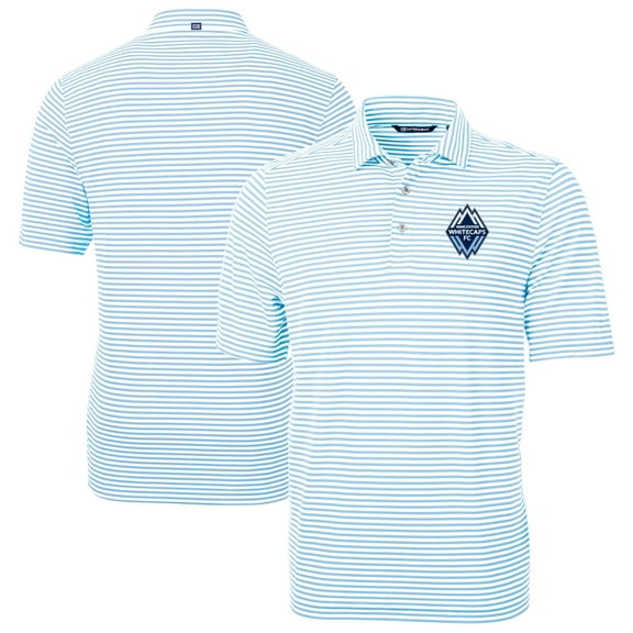 Men's-Cutter & Buck  Powder Blue Vancouver Whitecaps FC Big & Tall Virtue Eco Pique Stripe Recycled Polo