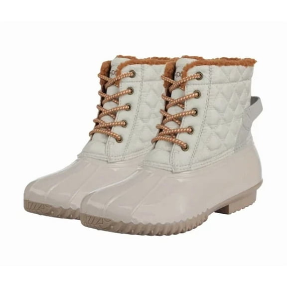 Sporto Womens Andie Ivory Quilted Waterproof Boots Size 10 With Faux Fur Lining