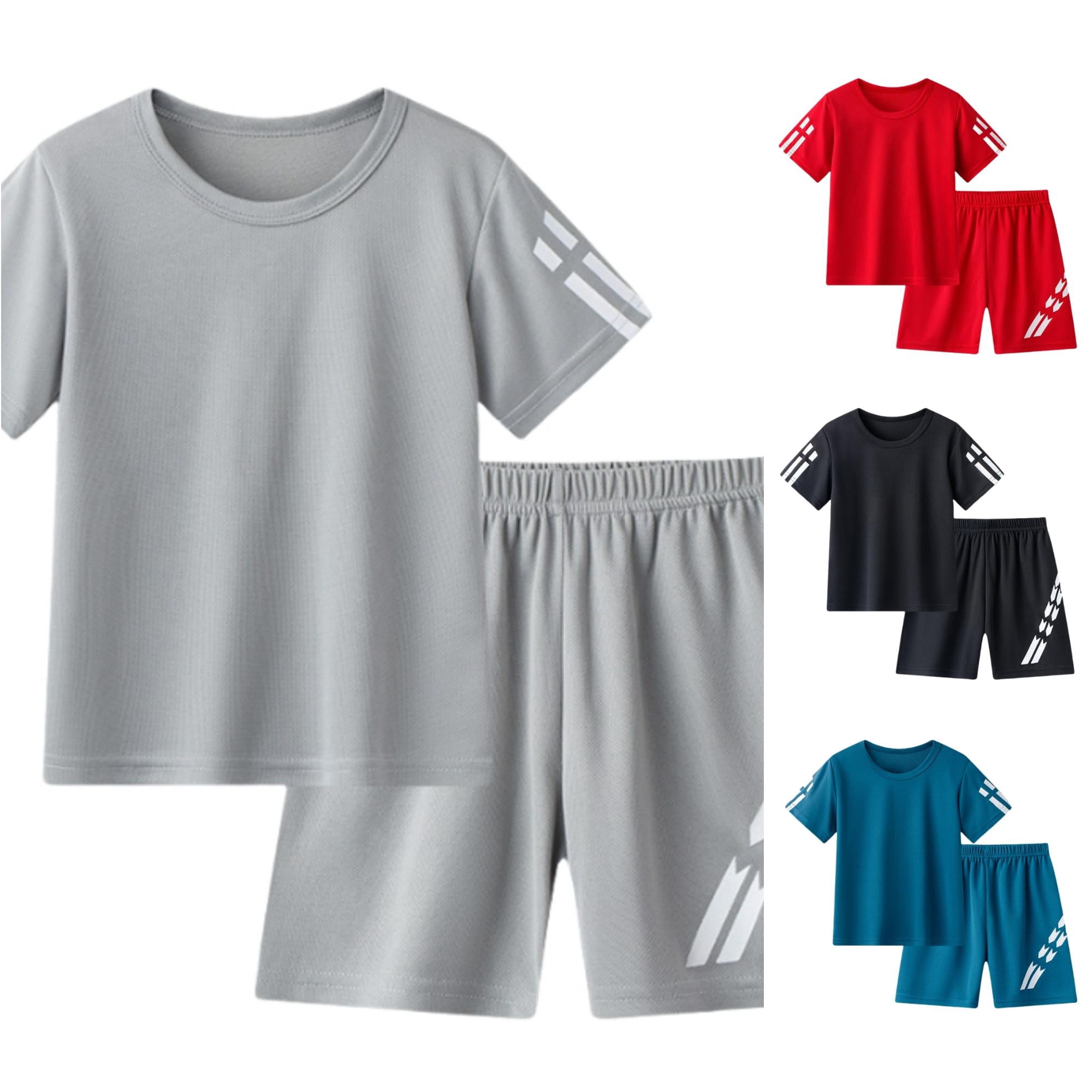 Yuhangmm Kids Toddler Baby Unisex Spring Summer Short Sleeve Sports Tshirt Shorts Outfits Clothes Baby Outfit Boy Grey 4-5 Years