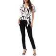 thumbnail image 2 of BLUSA ELEGANTE CHIC con Volantes para Mujeres, Cuello en V, Cintura Elástica, Talla XS Blanca, 2 of 6