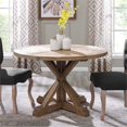 thumbnail image 2 of Pemberly Row 47" Round Modern Pine Wood Dining Table in Brown, 2 of 5