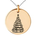 thumbnail image 1 of Gold Plated Stainless Steel Spiral Ribbon Christmas Tree Engraved Small Medallion Circle Charm Pendant Necklace, 1 of 1