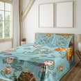 thumbnail image 2 of Ambesonne Mermaid Fitted & Top Sheet Set with Shams, Marine Creatures Artwork, Orange and Teal, 2 of 5