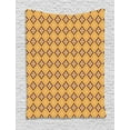 thumbnail image 1 of African Tapestry, Tribal Tile Pattern with Diamond Line Motifs Ancient Cultures, Wall Hanging for Bedroom Living Room Dorm Decor, 60W X 80L Inches, Mustard Dried Rose Charcoal Grey, by Ambesonne, 1 of 2