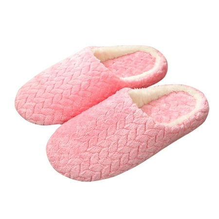 

Japanese Style Jacquard Cotton Slippers Soft Sole Silent Suede Non-slip Slippers Indoor Pink 40/41