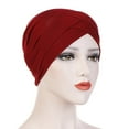 thumbnail image 2 of Fjofpr india Muslim Hats for Women Women India Hat Muslim Ruffle Chemo Beanie Turban Wrap Scarf Cap, 2 of 5