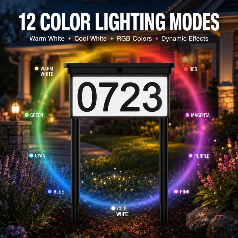 Avatar Controls Solar Address Sign, 12 Color-Changing LED Lights photo 2