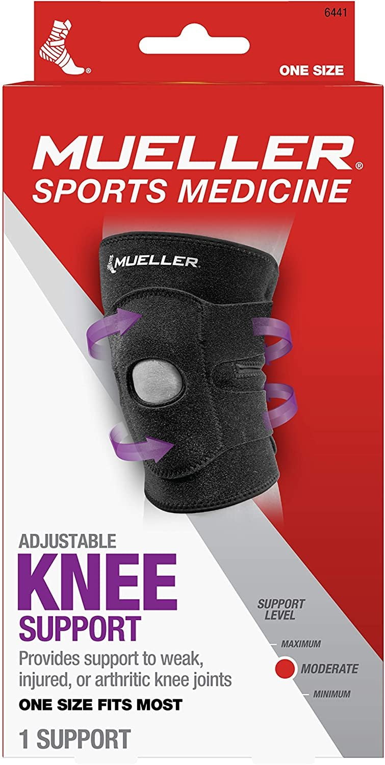 Mueller Sports Medicine Compression Adjustable Knee Support, Black, 1ct