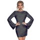 thumbnail image 2 of Women's Backless Flounce Sleeve Sparkling Mesh Mini Dress Chic and Glamorous, 2 of 5