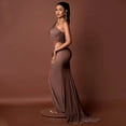 thumbnail image 4 of Women's One Shoulder Chest Wrapped Sleeveless Pleated Hollow-out Waist Long Dress, Hips Wrapped, Solid Color, Sexy, 4 of 20