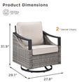 thumbnail image 2 of Arnahaishe Wicker Swivel Rocking Glider Chairs Set of 2 with Beige Cushions, All-Weather Outdoor Patio Chairs, 2 of 11
