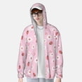 thumbnail image 2 of Daiia Veste à Capuche Motif Fraise Dessinée à la Main UPF 50+ Protection Solaire Légère à Manches Longues pour Femmes Hommes avec Poche Randonnée Extérieure-3TG, 2 of 7