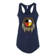 thumbnail image 2 of Wild Bobby, Medicine Wheel Dreamcatcher Native American Pop Culture Ladies Racerback Tank Top, Navy, Small, 2 of 3