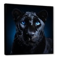thumbnail image 2 of Designart "Panther Portrait in Blue and Black I" Animals Framed Wall Art - Traditional Black Panther Living Room Framed Canvas Art, 2 of 6