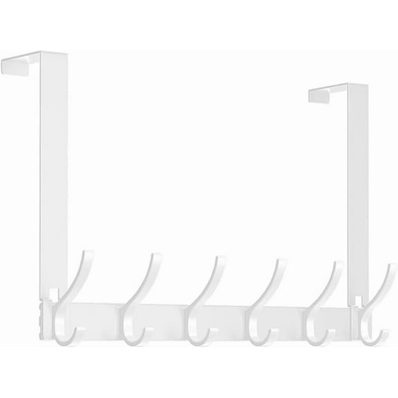 Over The Door Hooks, Door Hanger Hooks for Hanging, Over The Door Towel Racks, Over The Door Hanger, Coat Rack with 12 Coat Hooks, Wreath Door Hanger Over The Door Organizer, White
