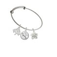 thumbnail image 2 of Delight Jewelry Silvertone White Plumeria Flower Silvertone Let Things Go Tree Charm Bangle Bracelet, 2 of 4