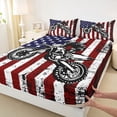 thumbnail image 5 of Meiyoeat Patriotic Dirt Bike Bed Sheets 4-Piece for Men, USA Flag Print Full Size Sheets, Red White Blue, 5 of 6