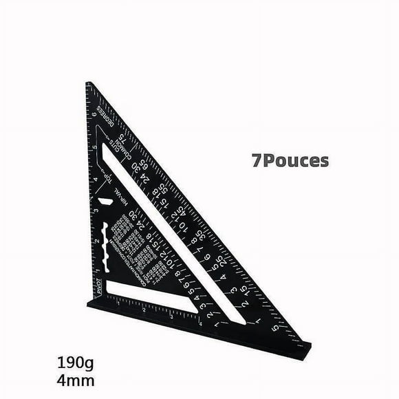 7 Inch Imperial Triangle Aluminum Alloy Triangle Length Large Right Angle Woodworking 90 Degree Multifunctional Thickening Finishing Liner