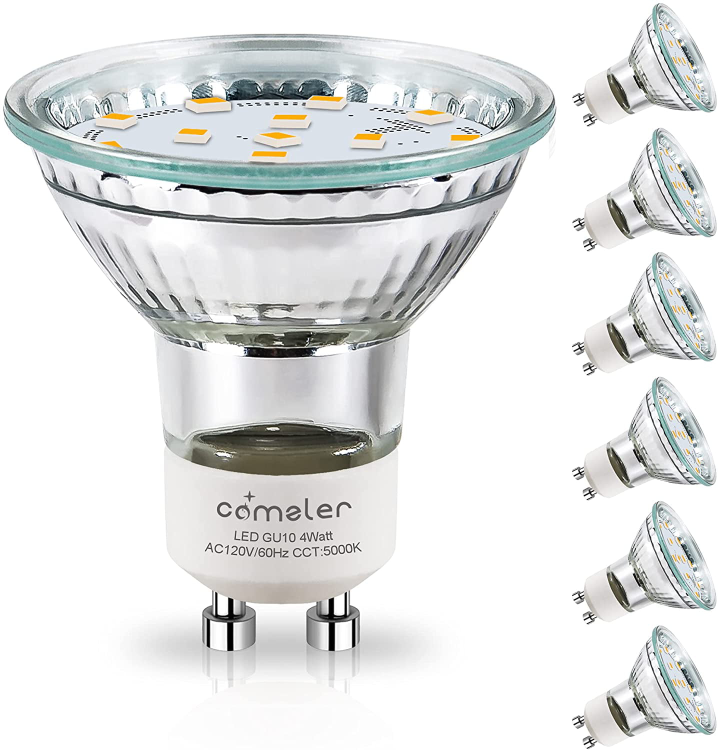 GU10 LED Bulbs, GU10 Light Bulb 5000K Daylight White, Replacement Recessed Track 50W Halogen Equivalent, 4W 400LM 110° Wide Beam, Non-dimmable, Pack of 6 - Walmart.com
