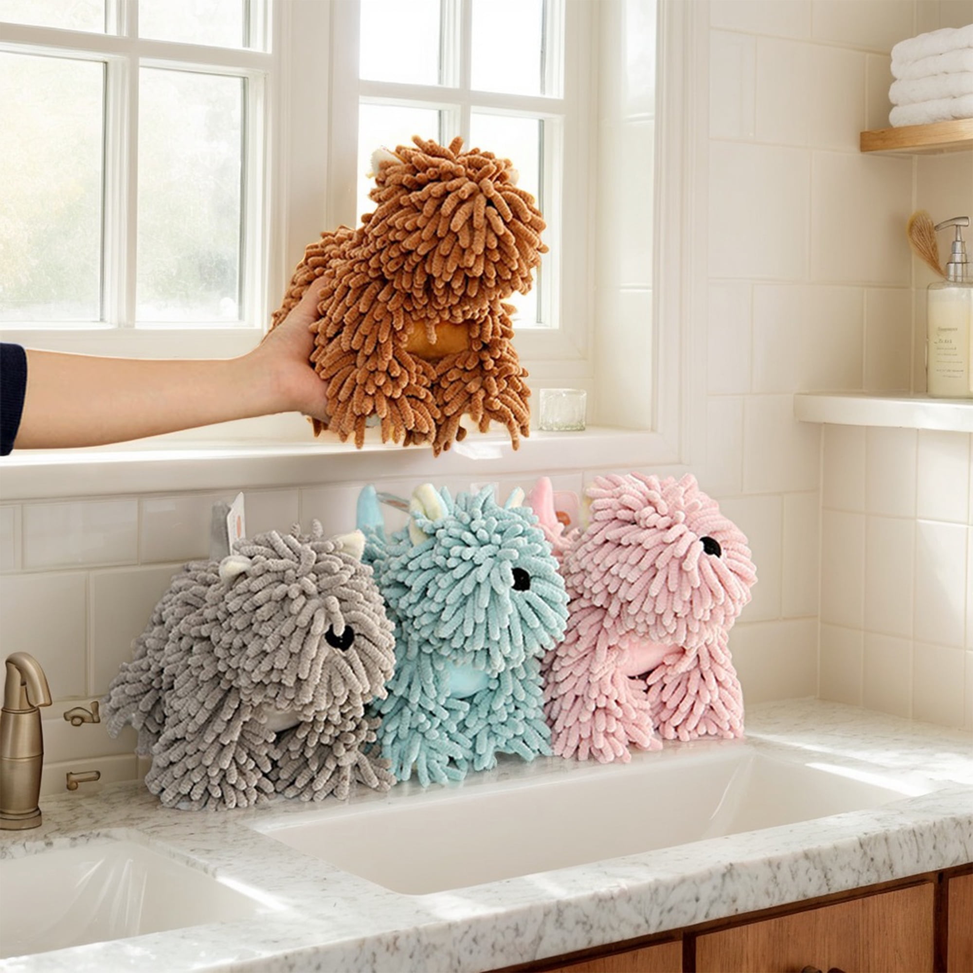 Unique Bargains 2 Pcs Dog Hand Towels 8" x 10" Green