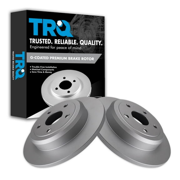TRQ Rear Brake Rotors Set Solid Premium G-Coated Fits Select 2011-2020 Dodge Durango Jeep Grand Cherokee