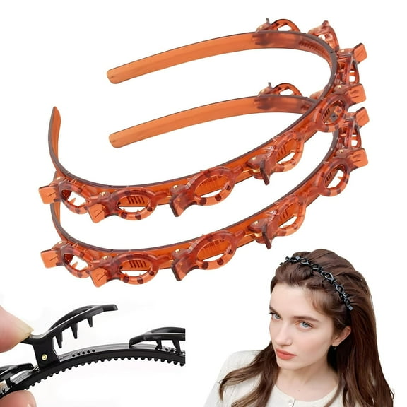 Headband with Clips 2 Pcs Bangs Hairstyle Hairpin Headband, Multi Layer Toothed Braid Tool for Easy DIY Hairstyles, Hair Styling Accessories for Women Girls, Hair Accessories, Hair Band
