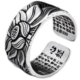 thumbnail image 4 of Jumpingount S999 Anillo de loto de plata maciza Anillo abierto de flor de loto para hombres y mujeres Regalo de joyería retro Ropa, zapatos y accesorios Miscelánea, 4 of 6