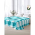 thumbnail image 5 of Turquoise Checkered Queen Size Flat Sheet, Wrinkleproof & Fadeproof Cooling Flat Bed Sheet Only, Farmhouse Buffalo Plaid Breathable Soft Bedding Top Sheets 90 x 102 Inches, 5 of 8