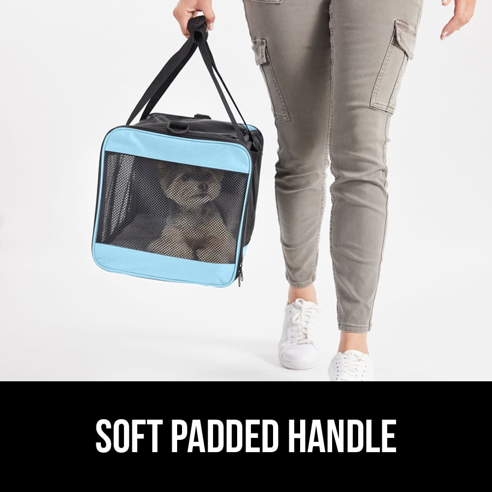 GORILLA GRIP Cat Carrier Portable Dog Kennel Up to 15 Lbs, Airline Pet Travel Bag, Blue