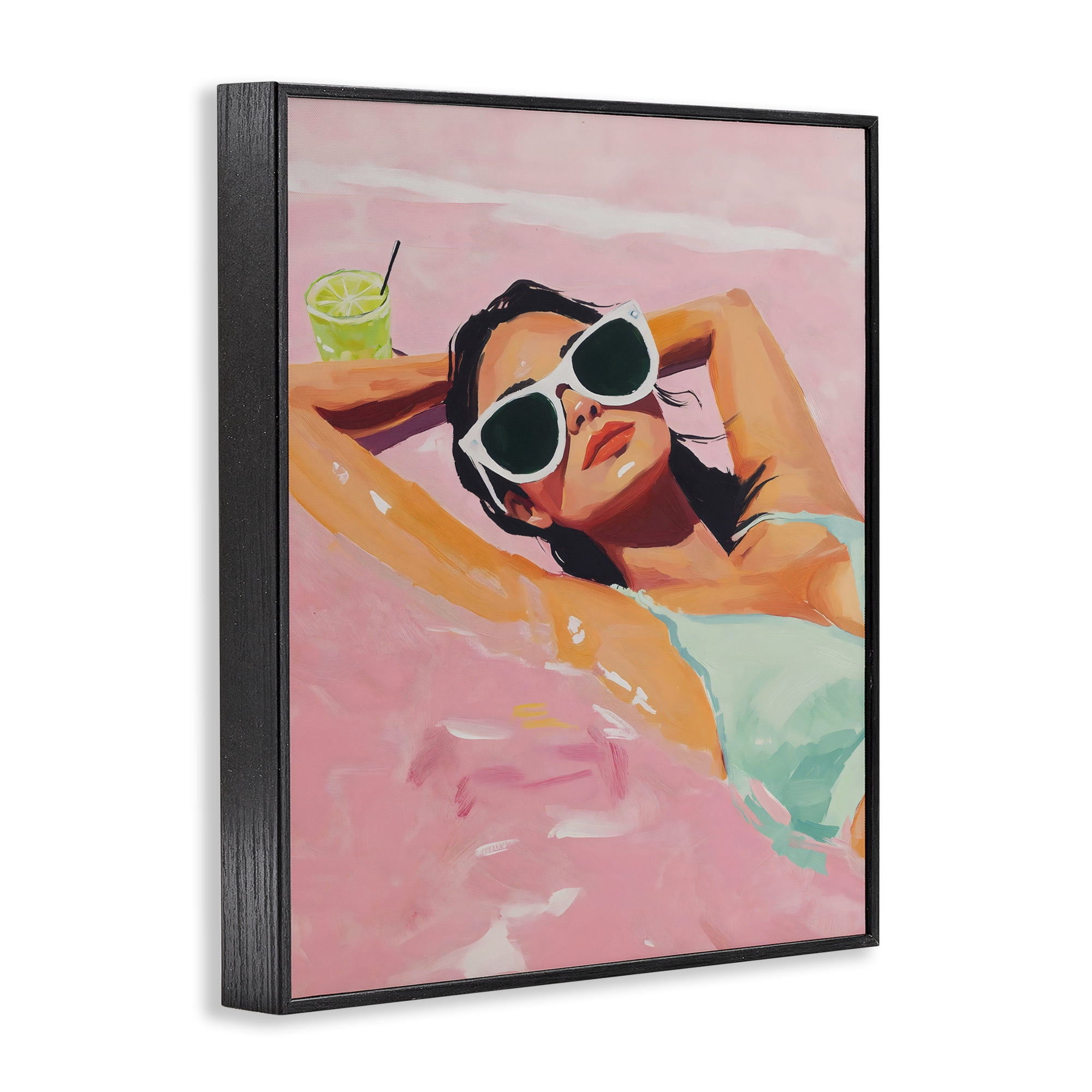Stupell Industries Trendy Summer Girl Black Framed Giclee Art, design by The Prints Vibe