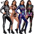 thumbnail image 4 of Monos con estampado de esqueleto de Halloween para mujer, trajes de actuación de Halloween, disfraz de fiesta, Zentai, Fitness, 4 of 5