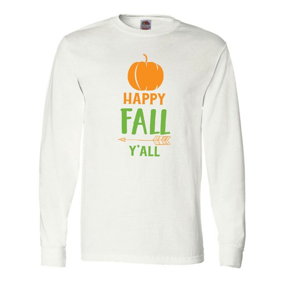 Inktastic Happy Fall Y'all, Pumpkin, Arrow, Fall, Autumn Long Sleeve T-Shirt