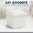 thumbnail image 2 of Ornavo Home 1 Pack Small Storage Ottoman Foldable Collapsible Cube Square Linen Ottoman Foot Rest Stool Seat, for Living Room, Bedroom, Home Office, Dorm - 12 x 12 x 12, White, 2 of 7