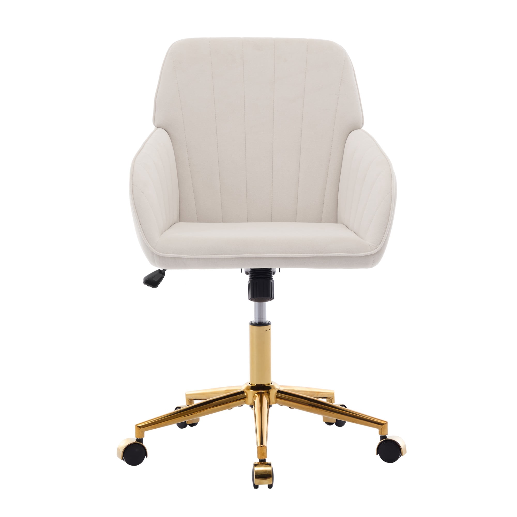 Modern Arm Chair,Adjustable Office Desk Chair with Wheels,Swivel Vanity Chair,Beige