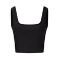 thumbnail image 5 of JGGSPWM Womens Square Neck Longline Sports Bra Workout Crop Tank Tops Padded Yoga Camisole with Built in Pads Black XXL, 5 of 5