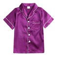 thumbnail image 3 of eczipvz Girls Pajamas Satin Pajama Set Silk Pjs Short Sleeve Sleepwear Purple 13-14 Years, 3 of 3