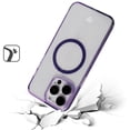 thumbnail image 4 of For Apple iPhone 15 Pro Max (6.7") Compatible with Magsafe Magnetic Circle Transparent Hybrid Slim Frame Bumper TPU Shockproof Cover ,Xpm Phone Case [ Purple ], 4 of 4