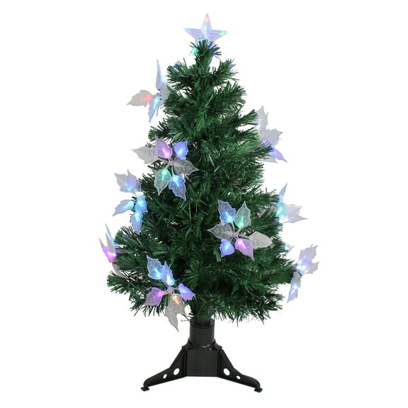 3' Pre-Lit Medium Fiber Optic Floral Artificial Christmas Tree - Multi-Color Lights