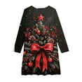 thumbnail image 4 of SuTry Girls Christmas Printed Long Sleeve Twirly Skater School Recital Dress Long Sleeve Round Neck Dress for Kids 4-15 Years(Multicolor,6-7 Years), 4 of 5