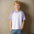 thumbnail image 2 of Linfrsh T-Shirts for Boys Girls 2025 Summer Trendy Patchwork Shirts Toddler Crew Neck Short Sleeve Tshirts Kids Soft Cotton Loose Fit Casual Tee Tops(Light Purple,10-12 T), 2 of 7