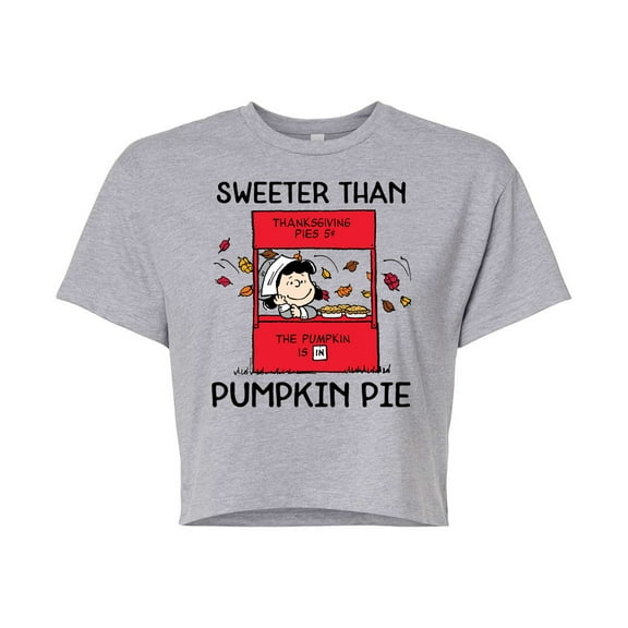 Peanuts - Sweeter Than Pumpkin Pie- Juniors Cropped Cotton Blend T-Shirt