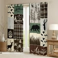 thumbnail image 2 of Rustic Patchwork Bed Curtains & Drapes, Hunting Deer Bear Curtains 52"Wx63"L, Retro Cabin Lodge Decor Blackout Curtains, Woodland Country Wild Animal Window Treatments Adventure Camping Decor, Brown, 2 of 5